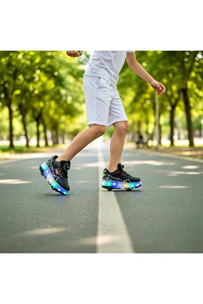 JOJO KIDS erkek çocuk ışıklı patenli ayakkabı , oto bağcık , hem spor ayakkab...