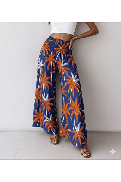 Kanonik Education Women's High Waist Elastic Patterned Single Jersey Trousers