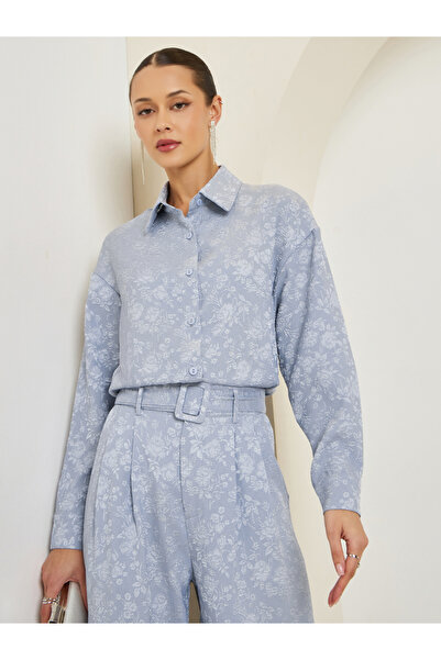 Styli Women Oversized Jacquard Buttoned Shirt