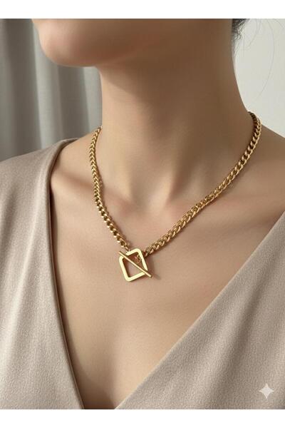 staınless steel Women's Chain Detailed Gold Necklace