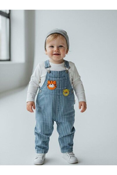 Zekids Baby Long Sleeve T-Shirt and Lion Embroidered Salopet Jumpsuit Set