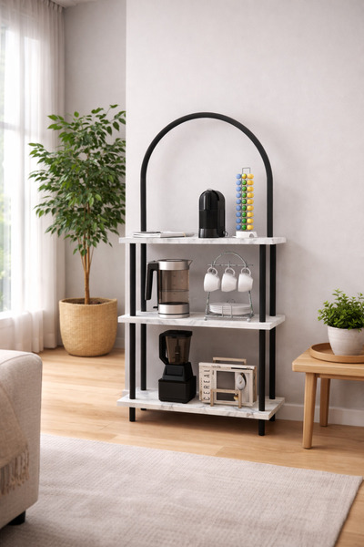 Solto Home MA41-15 Bohem Döndür Tak Modüler 3 Raflı Kahve Köşesi | Aletsiz Ku...