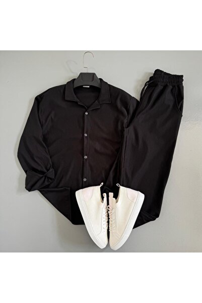 WENMİNG Men's Corduroy Ottoman Fabric Shirt and Pants Set