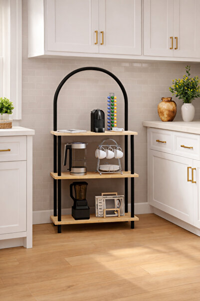 Solto Home MA41-14 Bohem Döndür Tak Modüler 3 Raflı Kahve Köşesi | Aletsiz Ku...