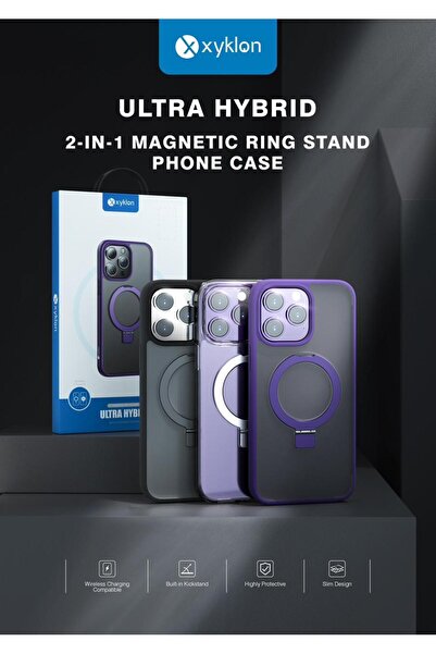 Xyklon iPhone 14 Pro MAX 3-Pc Ultra Hybrid Armor Combo (Transparent, Purple &...