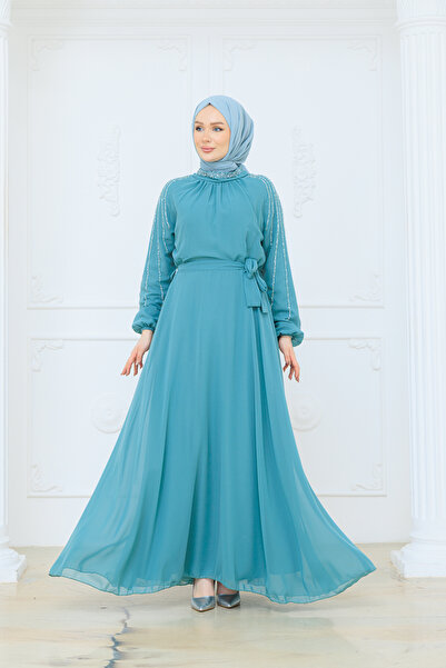 Pamuk Butik Women's Stone Lined Chiffon Dress