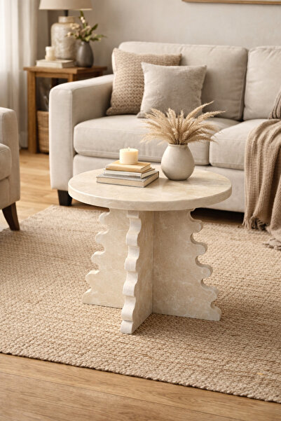 helya marble Helya Puzzle Bej Mermer Sehpa