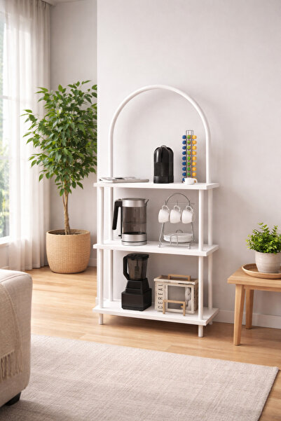 Solto Home MA41-43 Bohem Döndür Tak Modüler 3 Raflı Kahve Köşesi | Aletsiz Ku...