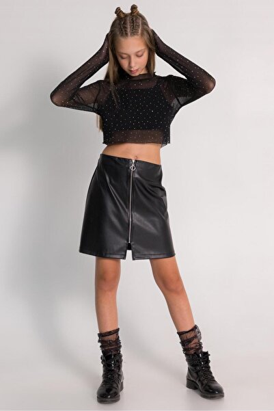 shop çocuk deri etek