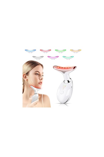 Dispozitiv de înfrumusețare facială și a gâtului cu 7 LED-uri și EMS – Masaj de ridicare și instrument de îngrijire a fermității pielii