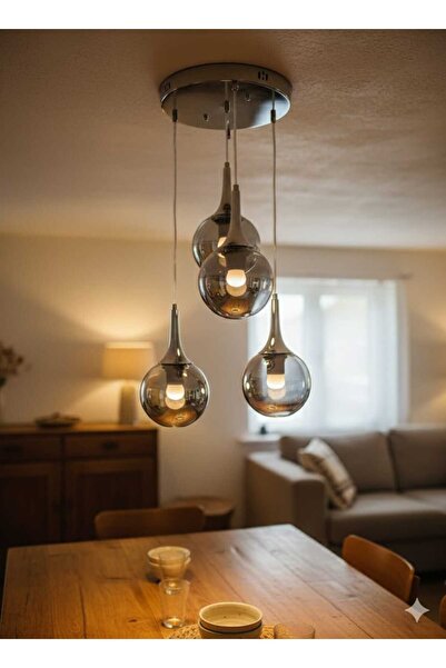 Delf YAPI SARKIT 4 LÜ CAMLI AVİZE ŞIK MODERN AVİZE