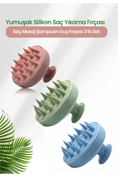 Lotravia 3-Piece Soft Silicone Hair Washing Brush / Hair Massage Shampoo Show...