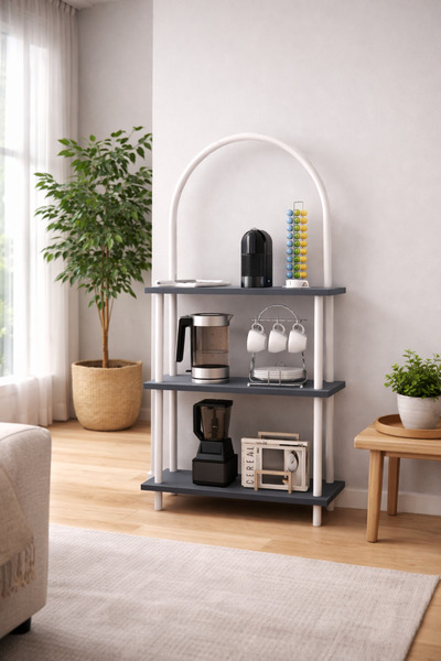 Solto Home MA41-47 Bohem Döndür Tak Modüler 3 Raflı Kahve Köşesi | Aletsiz Ku...