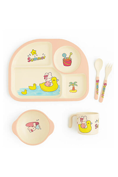 OEM Set de tacâmuri și veselă pentru copii din fibră de bambus , farfurie cu ...