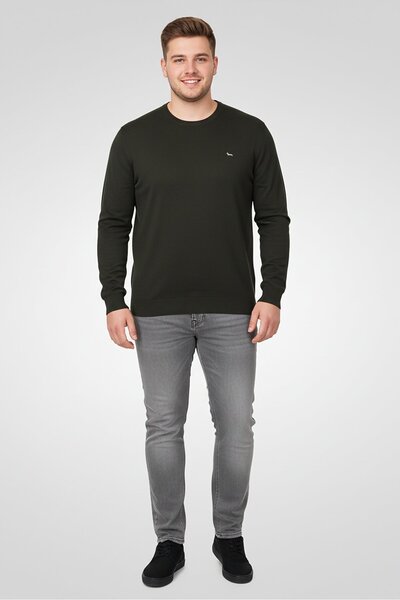 Harmont & Blaine Men Ribbed Neck Embroidered Logo Sweater, Green