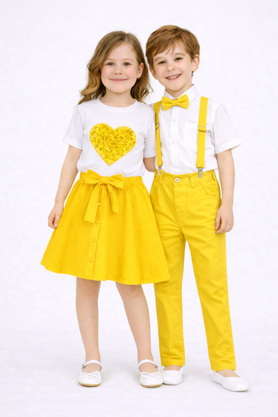 Nacar 23 Nisan 29 Ekim Gösteri Kız&Erkek Çocuk Double Etek-Kalp Tshirt Kısa K...