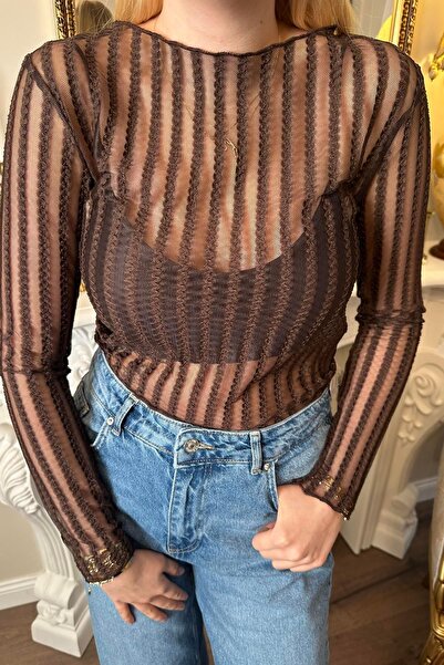 lizge giyim BLUZ WITH TULLE DETAIL