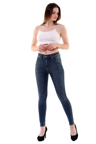 Coşkun GİYİM Women's High Waist Ankle Length Skinny Jeans Dark Tinted Jeans 8...