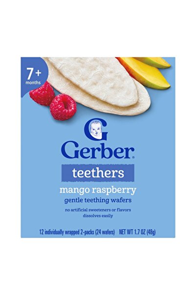 GERBER Mango Raspberry Teethers/Mango Frambuazlı Bebekler İçin Atıştırmalık B...