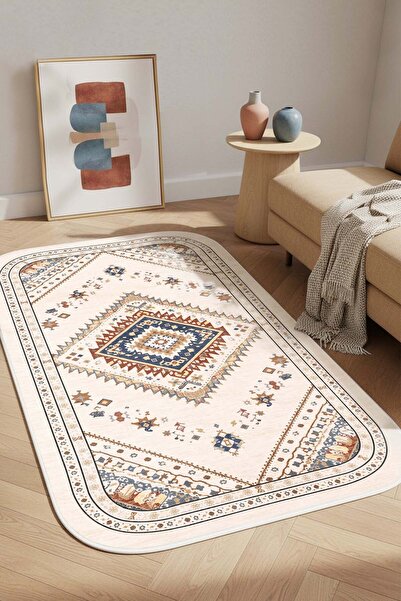 West Home Makinede Yıkanabilir Kaymaz Taban Leke Tutmaz Dijital Salon Halısı ...