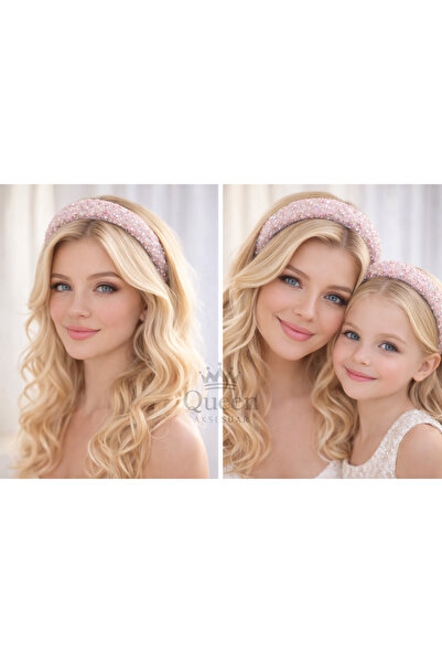 QUEEN AKSESUAR Luxury Design Wide Convex Glittering Beaded Crystal Stone Crow...