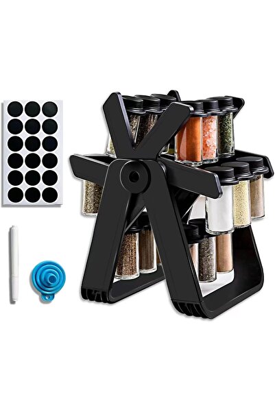 Generic Rotating wheel shelf set with 18 jars