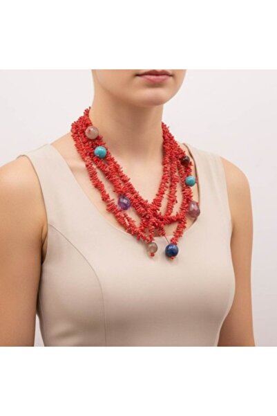 Natural Red Coral (Murjan) & Agate Multi-Strand Necklace – Stone Jewelry – 99 g