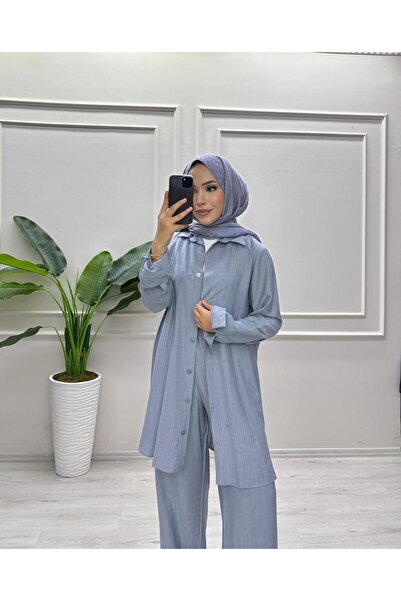 moda acar Strawberry Fabric Pants Suit with Button Detail