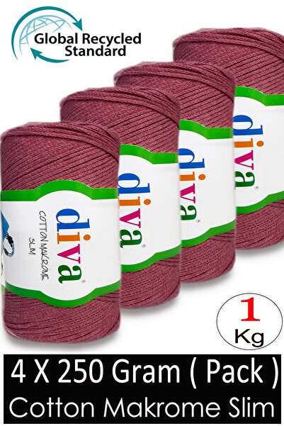 Diva İplik (4 x 250 Gr) - 1 Kg - 2mm - Fir de macrame Koton pentru genți 1005...
