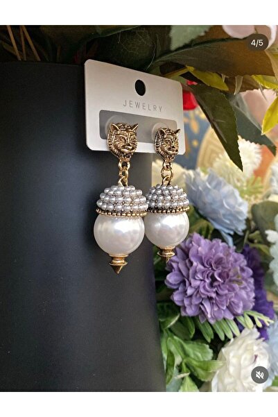 XP VİP İncili Aslan Detaylı Sofistike Küpe