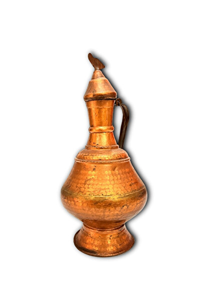 Taşhan Çarşı Antika El Dövmesi Bakır Güğüm - 25 cm Geleneksel Bakır İbrık Kol...