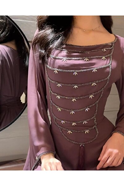 SKY dresses Mauve dress with hand embroidery