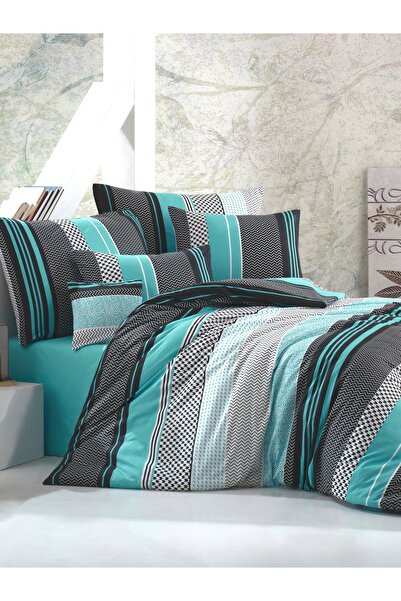 NazeninHome Ranforce 100% Cotton Duvet Cover Set with Elastic Sheets, Double ...