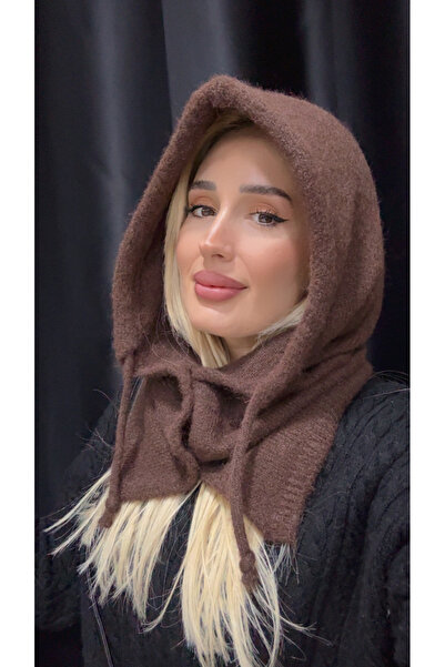moimaaksesuar Women's Soft Textured Plain Brown Knitwear Balaclava – Cold Wea...