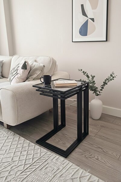 DEKOPRATİK Ibiza Üçlü C Zigon Sehpa Takımı Koltuk Sehpası Metal 3lü Yan Sehpa...