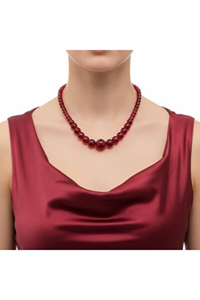 Natural Red Crystal Bead Necklace – 38.5 g