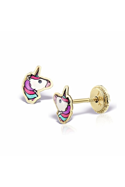 MOSV Small Earrings for Kids, 14 KT Gold, Safety Closure