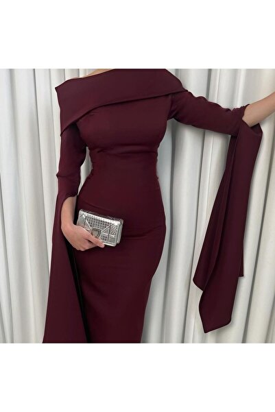 SKY dresses Burgundy crepe dress
