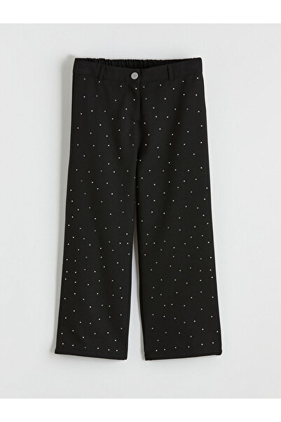 LC Waikiki بنطلون أسود للفتيات بخصر مطاطي ومرصع بالأحجار من GÜLİS GİYİM