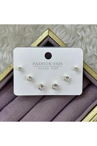 Septemmart Three Different Size Zircon Stone Nail Model Gold Color Set of 3 S...