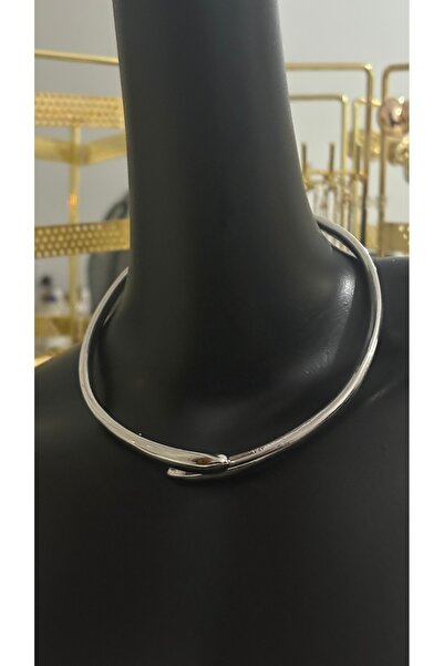 Store Modern Tasarım İnce Gold - Gümüş Metal Choker Kolye - Geometrik Düğüm D...