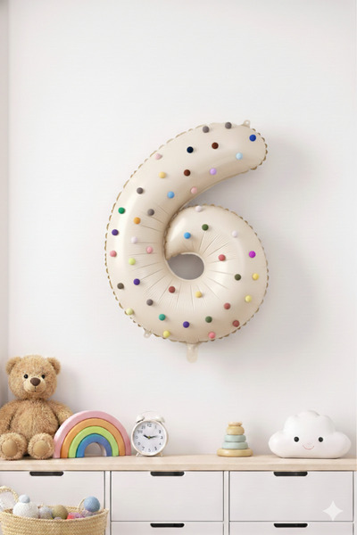 hobim42 Rengarenk Ponpon Süslemeli Retro Krem Yaş Balonu 1cm 50 adet ponpon 1...