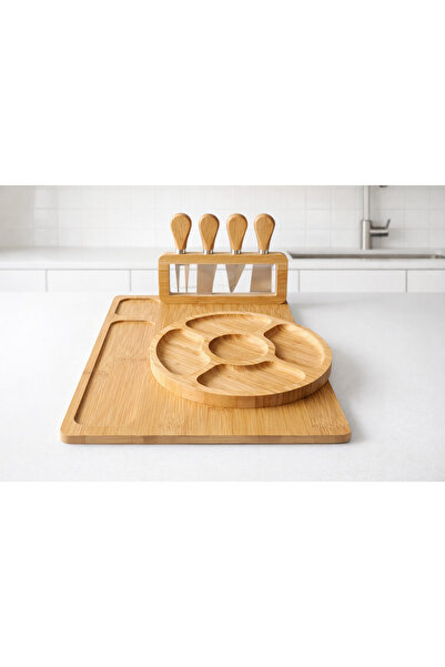 Düzen Ev Bambu Peynir Sunum Seti – Bölmeli Şarküteri Servis Tabağı