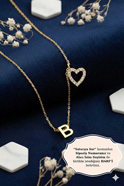 Sinsirella 925 Ayar Kişiye Özel Harfli Kalp Kolye.rose.gold.rodaj