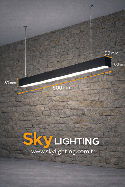 6500K / Lineer 50cm ( Siyah Kasa / Beyaz Işık ) Sarkıt Led Avize /Salon/Mutfak/Lineer Avize