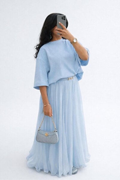 Cara Pleated Maxi Skirt Set Oversize Two-Piece Set Women's Standard Size Chif...