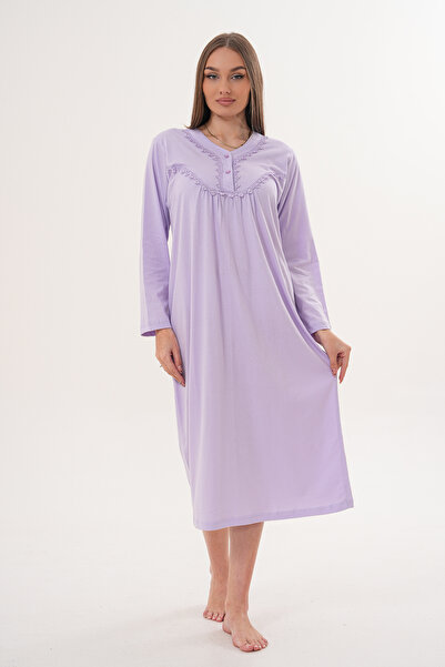 EM&FA TEKSTİL Large Size Nightgown with Lace Detail