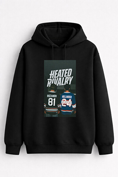AYDESİGN Rozanov 81 Hollander 24 Heated Rivalry Series Printed Hooded Black S...