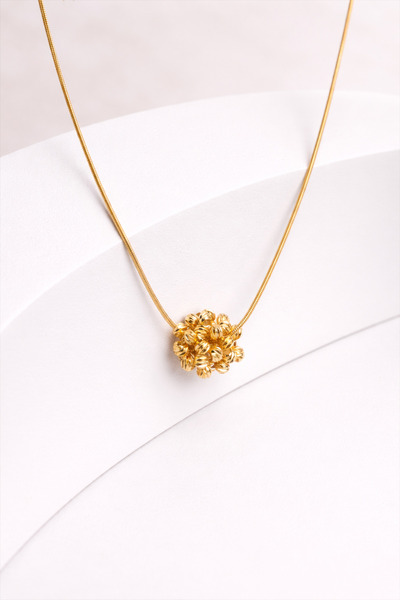 Lunas Bijuteri Paslanmaz Çelik Gold Top Detaylı Minimal Çiçek Kolye – Zarif Z...