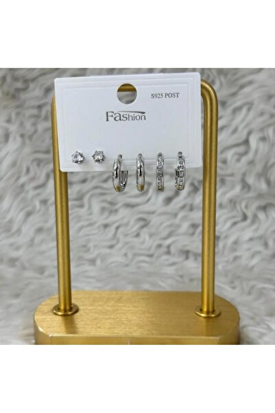 Septemmart Zircon Stone Ring and Solitaire Model Silver Color 3-Piece Combina...